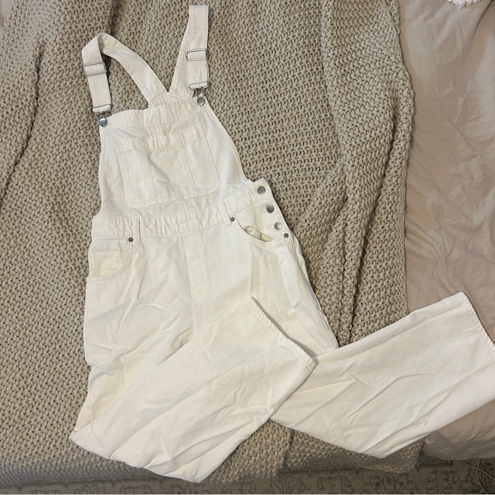 Women's White Denim Overalls